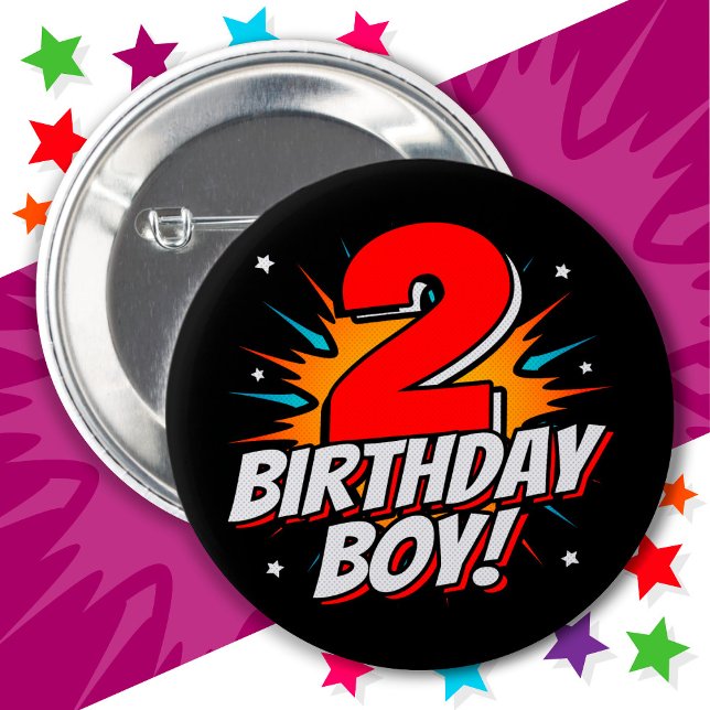2 Year Old Superhero Birthday Boy 2nd Birthday Inch Round Button (Creator Uploaded)