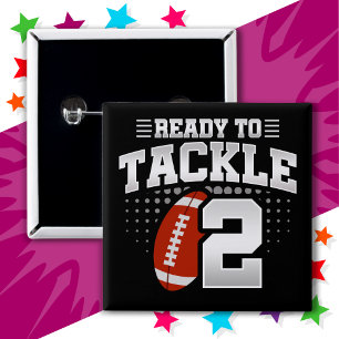 2 Year Old Tackle Football Party Kids 2nd Birthday Inch Square Button