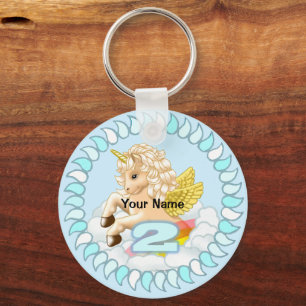 2 year old Unicorn Birthday keychain