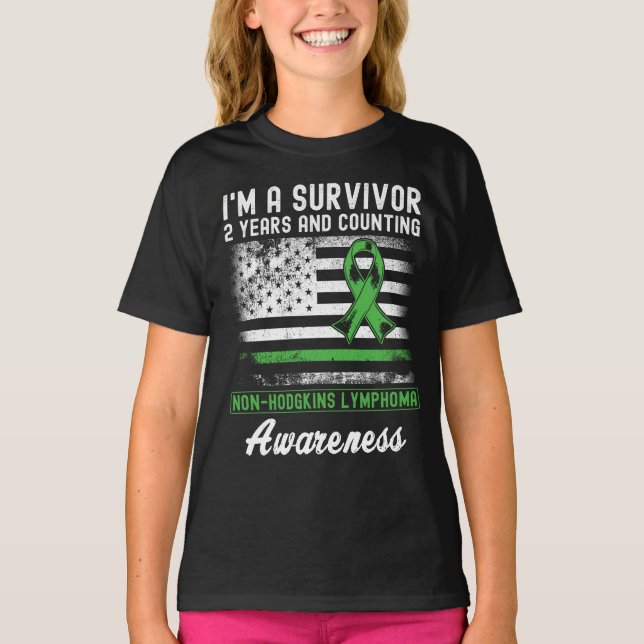 2 Years Cancer Free Non Hodgkins Lymphoma Survivor T-Shirt (Front)