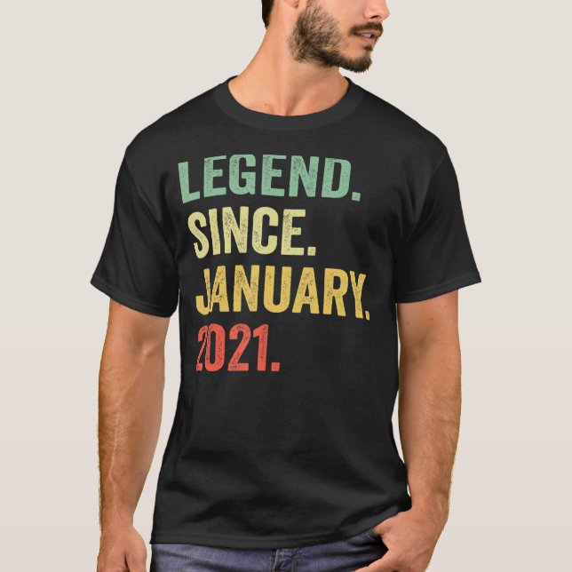 2 Years Old  2nd Birthday Boy Legend Since January T-Shirt (Front)