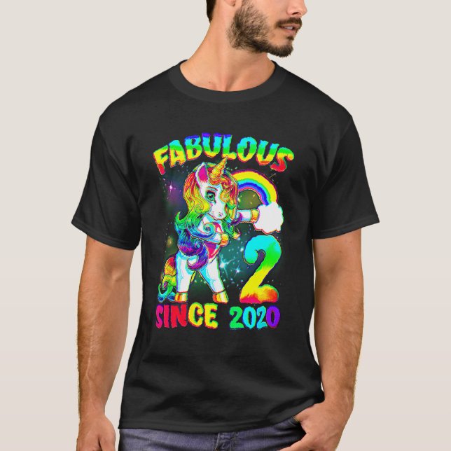 2 Years Old 2nd Birthday Unicorn Girl Fabulous Sin T-Shirt (Front)