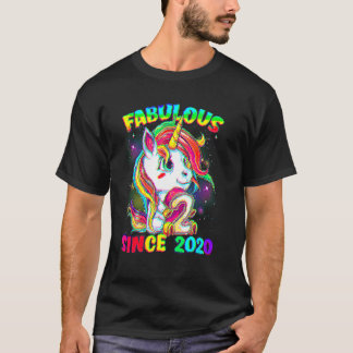 2 Years Old 2nd Birthday Unicorn Girl Fabulous Sin T-Shirt