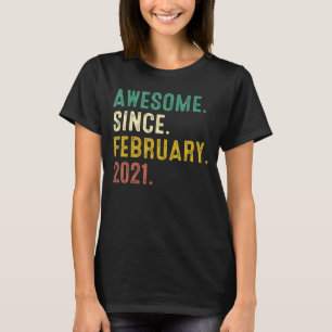 2 Years Old Awesome Since February 2021 2nd Birth T-Shirt