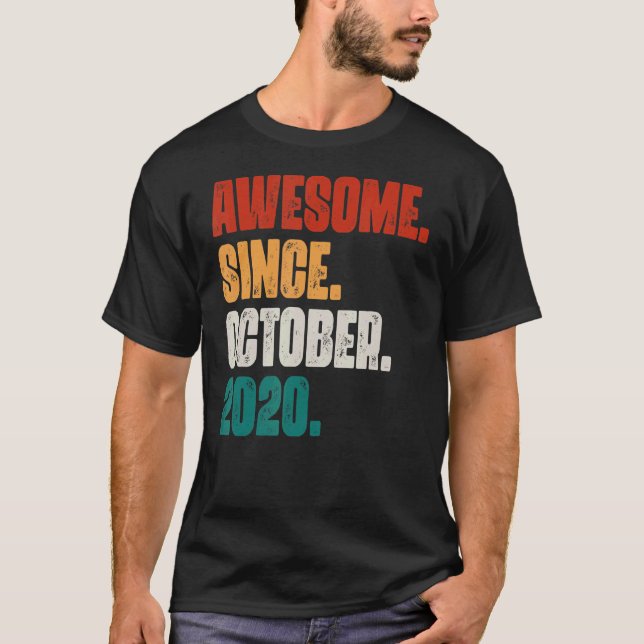 2 Years Old  Awesome Since October 2020 2nd Birthd T-Shirt (Front)