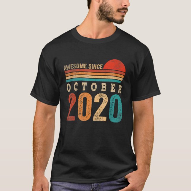 2 Years Old Awesome Since October 2020 2nd Birthda T-Shirt (Front)