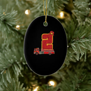 2 Years Old Birthday Boy Gifts Firefighter Ceramic Ornament