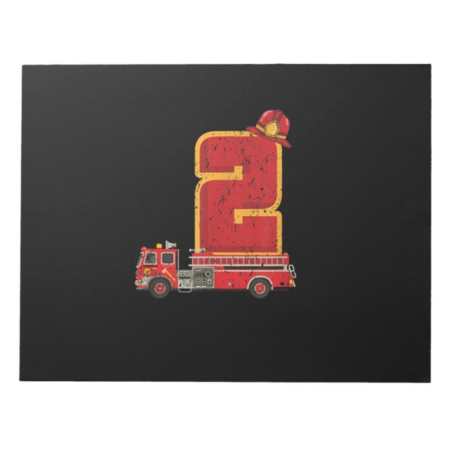 2 Years Old Birthday Boy Gifts Firefighter Notepad (Front)