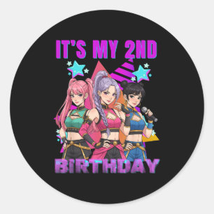 2 Years Old Birthday K P Kids 2nd Birthday Girls K Classic Round Sticker