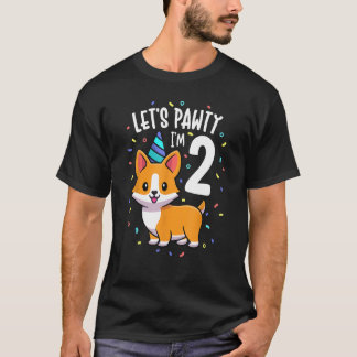 2 Years Old Corgi Dog Lover 2nd Birthday Party Out T-Shirt