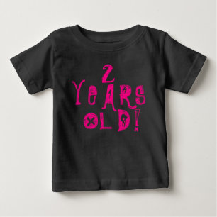 2 years old cute baby shirt neon skull rock pink