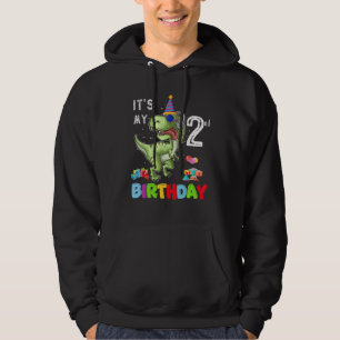 2 Years Old It's My 2nd Birthday Dinosaur Rex Hoodie