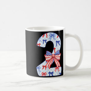 2 Years Old Kids Flag Bow 4th of July 2nd Birthday Coffee Mug