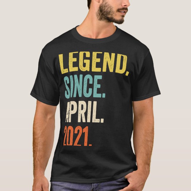 2 Years Old  Legend Since April 2021 2nd Birthday T-Shirt (Front)