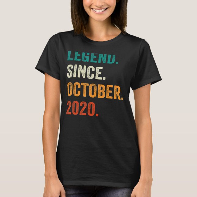 2 Years Old  Legend Since October 2020 2nd Birthda T-Shirt (Front)
