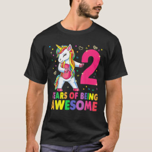 2 Years Old Unicorn Flossing 2Nd Birthday Girl Uni T-Shirt
