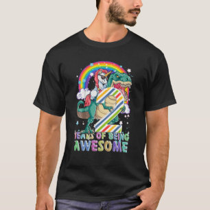 2 Years Old Unicorn Riding Rex Dinosaur 2Nd Birthd T-Shirt