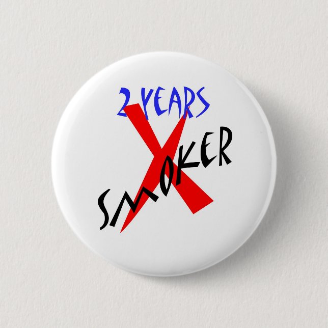 2 Years Red X-smoker 2 Inch Round Button (Front)