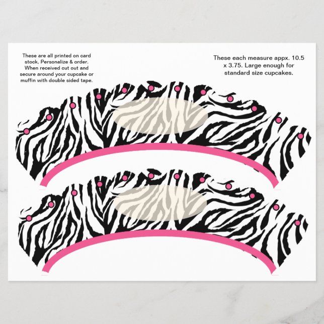 2  Zebra design Custom Cupcake Wrappers (Front)