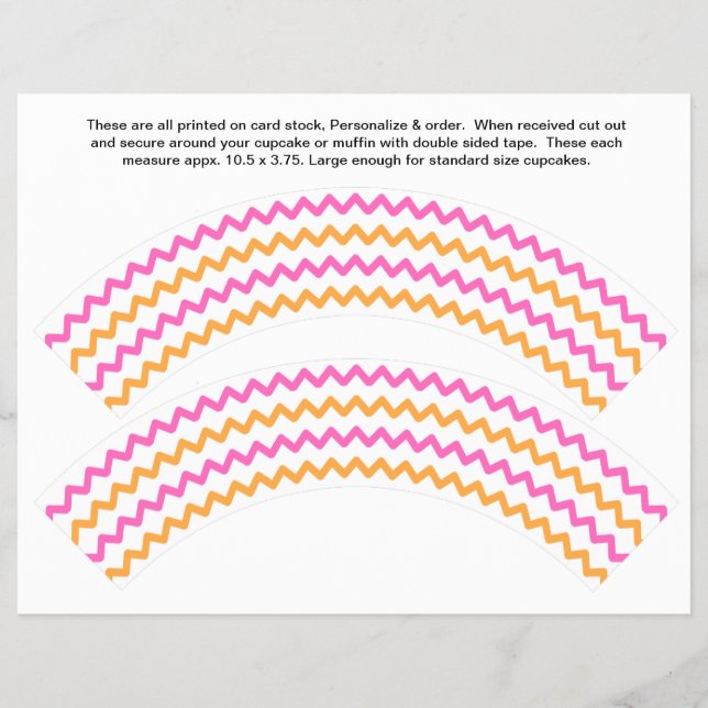 2 Zig zag Generic Personalize Cupcake Wrappers (Front)
