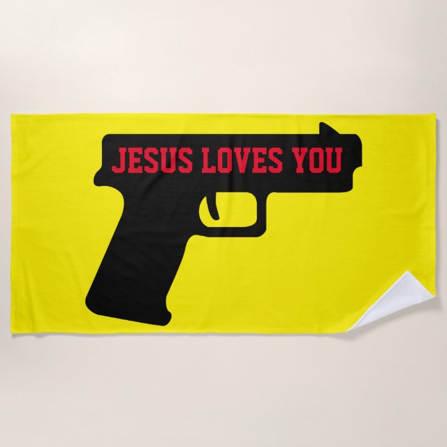 2A - JESUS VOUS AIME Serviette de plage (Devant)