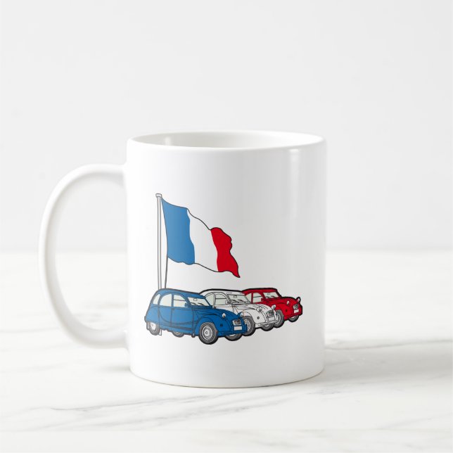 2CV Deux Chevaux French Tricolore Flag  Coffee Mug (Left)