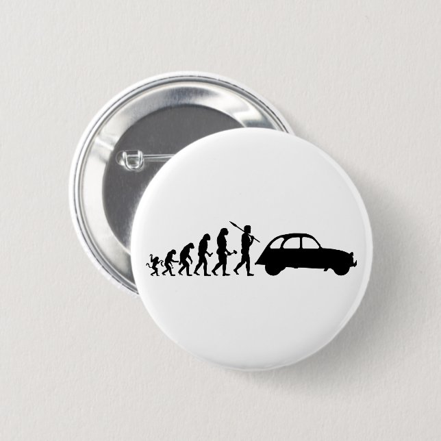 2CV Deux Chevaux Oldtimer French Car Evolution 2 Inch Round Button (Front & Back)