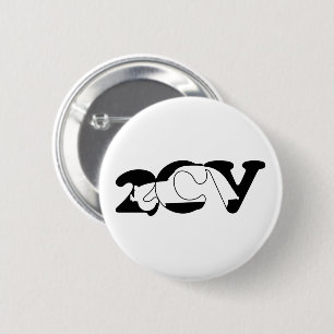 2CV Deux Chevaux Oldtimer Silhouette Typography 2 Inch Round Button