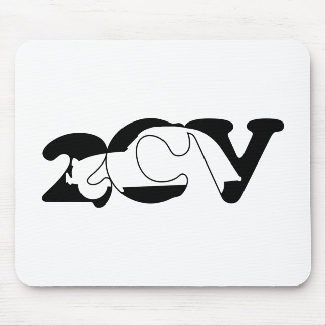 2CV Deux Chevaux Oldtimer Silhouette Typography Mouse Pad (Front)