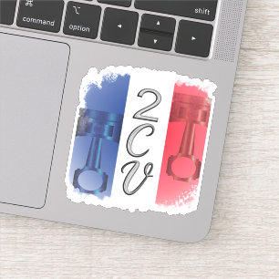 2CV Deux Chevaux Red White Blue French Flag Piston