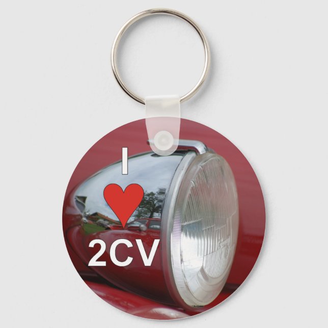 2CV Ente Scheinwerfer I love Keychain (Front)