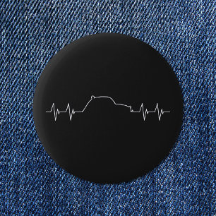 2CV Oldtimer Car Heartbeat Pulse Frequency 2 Inch Round Button