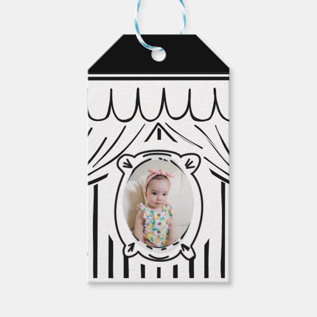 2D Birthday Party Comic Style Photo Gift Tags (Front)