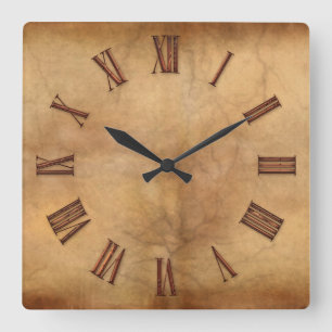 2D Copper on Parchment-effect Modern Art Clock