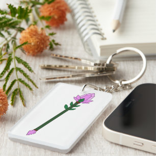2D Fantasy Vector Magic Staff Clip Art with Purple Keychain