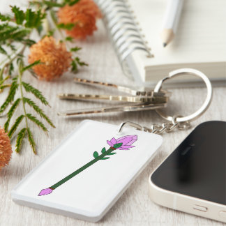 2D Fantasy Vector Magic Staff Clip Art with Purple Keychain