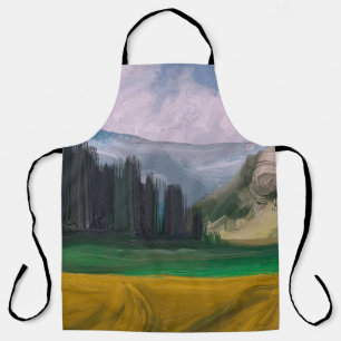 2d illustration. Oil painting landscape art. Rural Apron