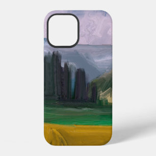 2d illustration. Oil painting landscape art. Rural iPhone 12 Case