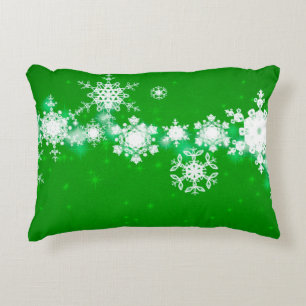 2d illustration. Snowflakes on background. Holy Ch Accent Pillow