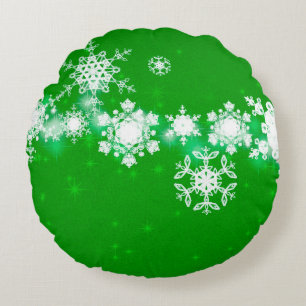 2d illustration. Snowflakes on background. Holy Ch Round Pillow