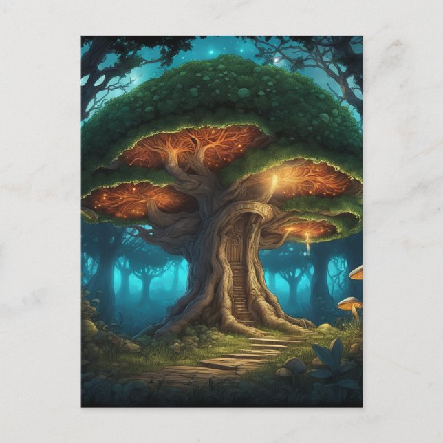 2D laser cut, in a 3d frame, landscape of a fantas Holiday Postcard (Front)