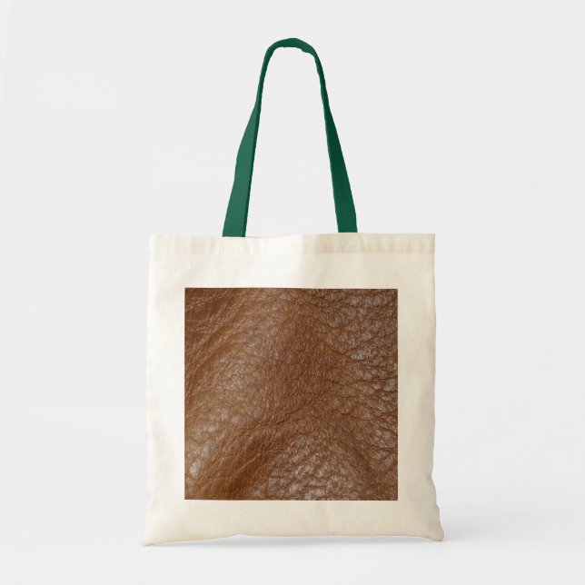 2D Photo-sampled Mid Brown Leather-look Design Tote Bag (Front)