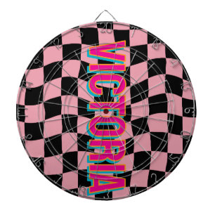 2D Retro Colorful Lettering Name Pink Black Dartboard
