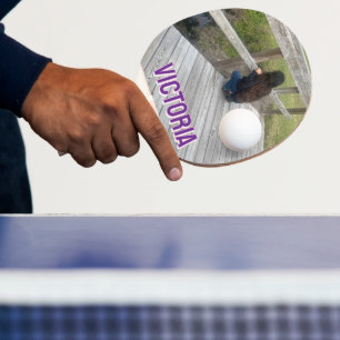 2D Retro Colourful Lettering Name and Photo Ping Pong Paddle