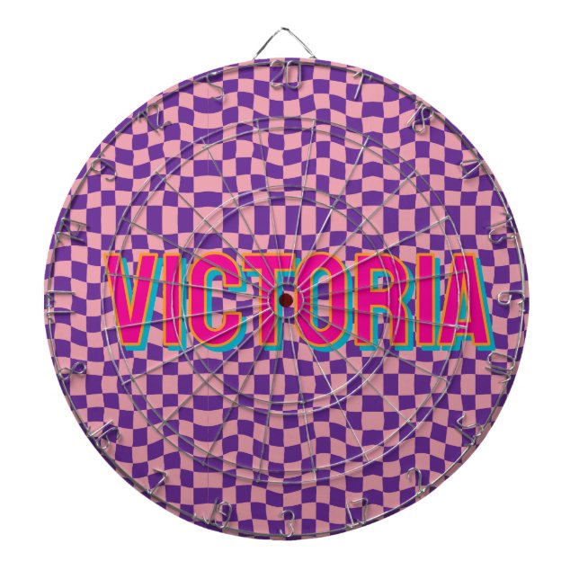 2D Retro Colourful Lettering Name Dartboard (Front)