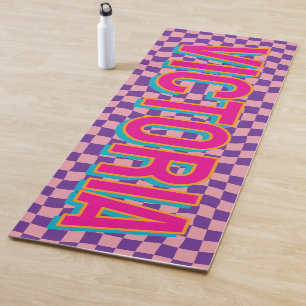 2D Retro Colourful Lettering Name Yoga Mat
