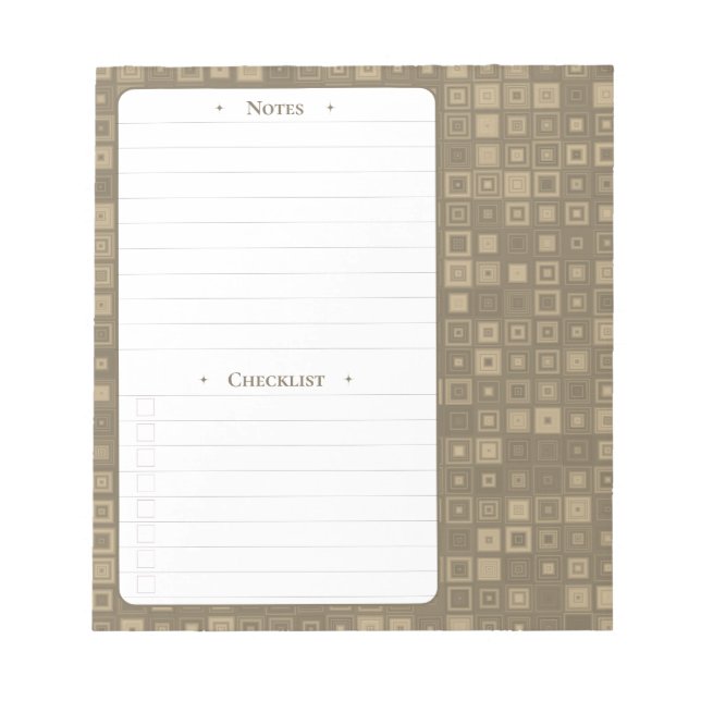 2D Squares | Daily Notes and Checklist Notepad (Front)
