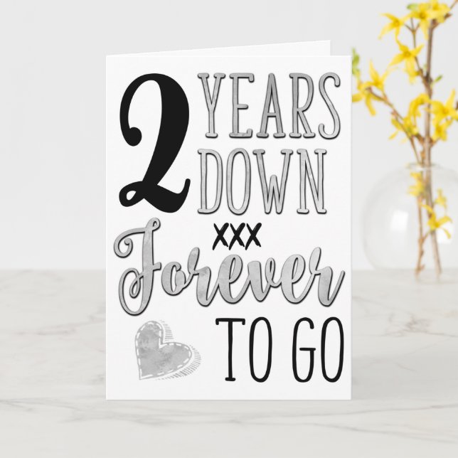 2e Anniversaire, 2 ans plus tard pour aller carte (Fleur jaune)