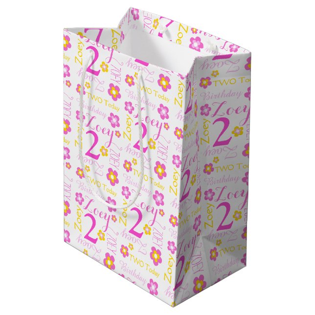 2e anniversaire rose jaune personnalisé sac cadeau (Dos Angle)