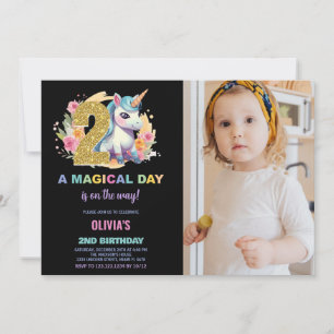 2e anniversaire Unicorn Anniversaire Invitations p